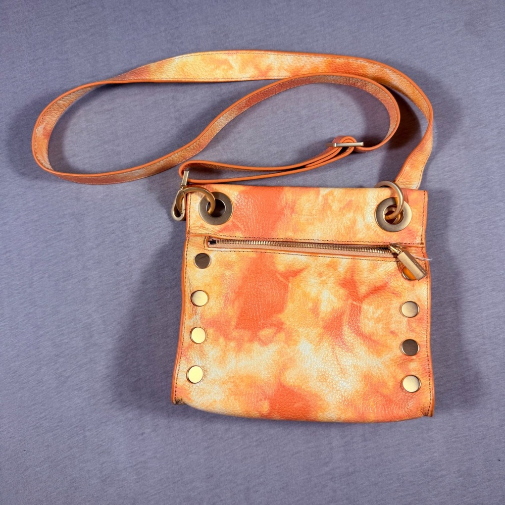 Hammitt Tony Small Crossbody Bag Orange Yellow Tie Dye Leather Gold Rivets